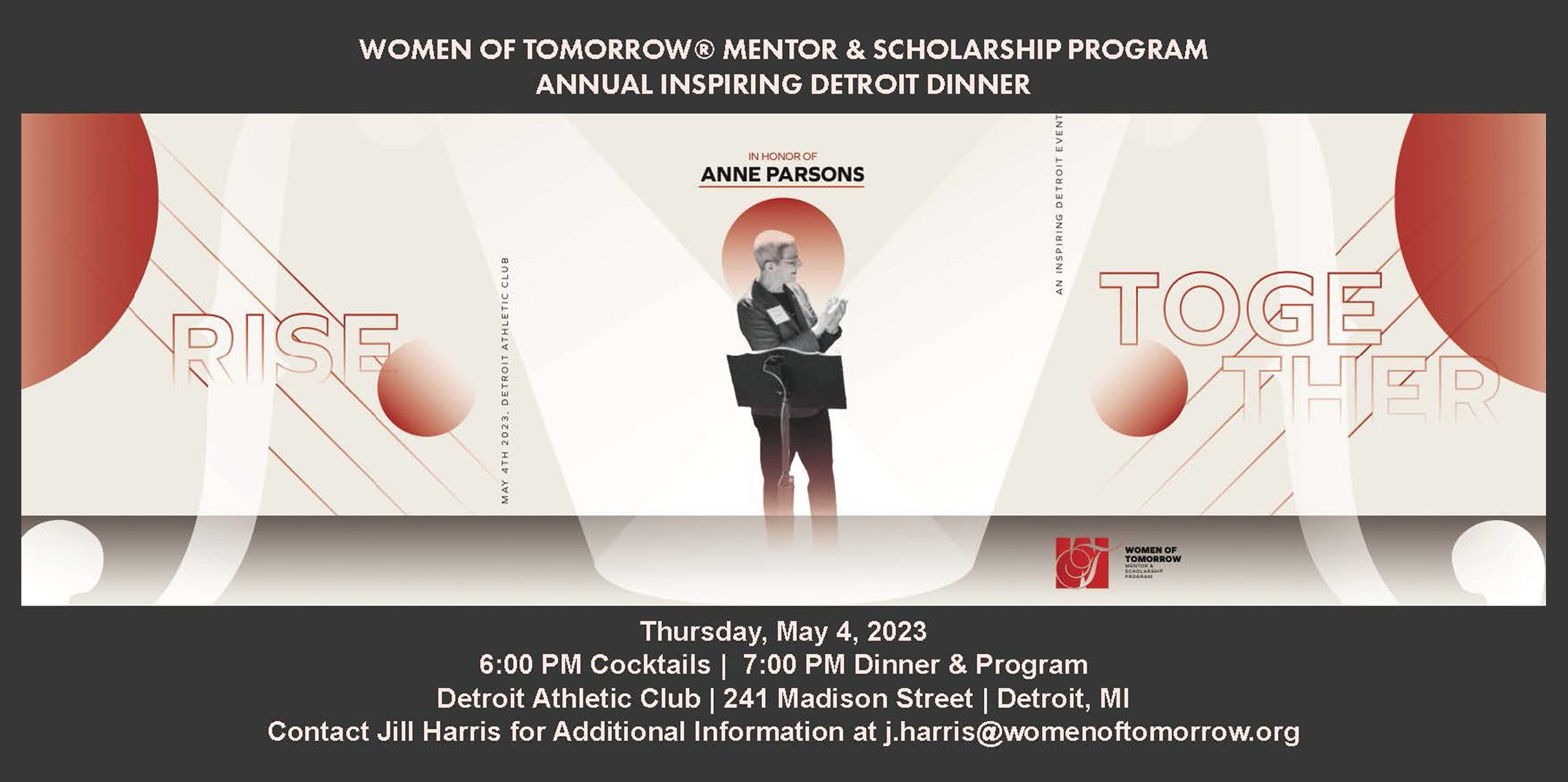 Women of Tomorrow Mentor and Scholarship Program: We invite you to Our Annual Inspiring Detroit Dinner 2023
